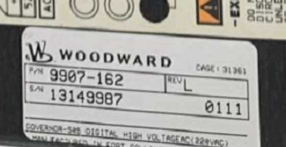 วู้ดเวิร์ด 9907-162 220 Vac ไฟฟ้าเข้า การควบคุมเทอร์ไบน์ดิจิตอล กํากับ +24 Vdc ที่ 1 A