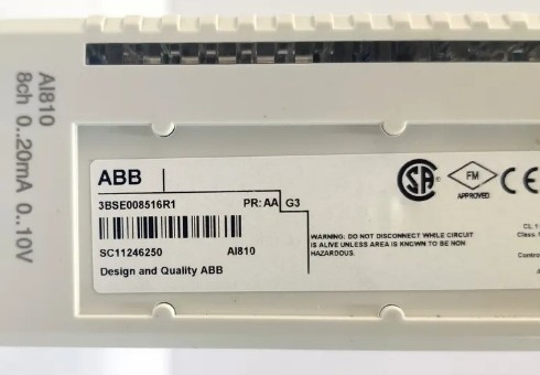 ABB AI810 3BSE008516R1 โมดูลเข้าแบบแอนาล็อก 8 ช่อง โมดูล 800XA PLC