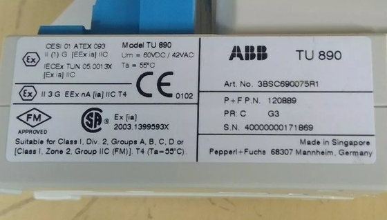 ABB TU890 3BSC690075R1 หน่วยปิดโมดูลที่มีอินเตอร์เฟซความปลอดภัยภายใน