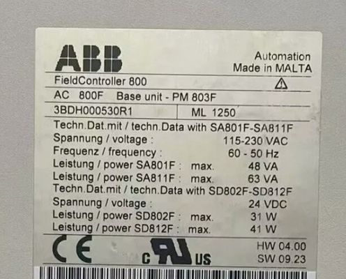 ABB PM803F 3BDH000530R1 หน่วยฐาน 16 MB แบตเตอรี่-พัฟเฟอร์ RAM หน่วยกลาง