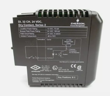KJ3203X1-BA1 Emerson DI 32 ช่อง 24 VDC การ์ดติดต่อแห้ง
