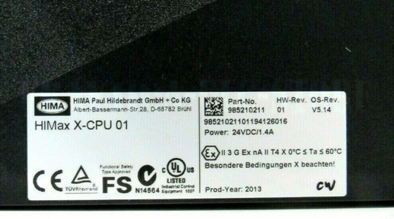 X-CPU 01 985210211 HIMA HIMAtrix CPU Processor Module หน่วยประมวลผล