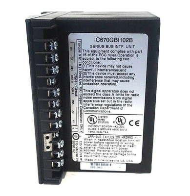 IC670GBI102 GE Fanuc GE ฟิลด์ I/O 120Vac/125Vdc ขับเคลื่อน Genius Bus Interface Unit General Electric